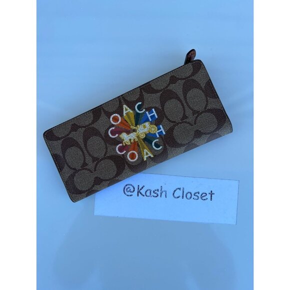 Coach wallet bifold slim credit card wallet with coach radial rainbow - Picture 1 of 4